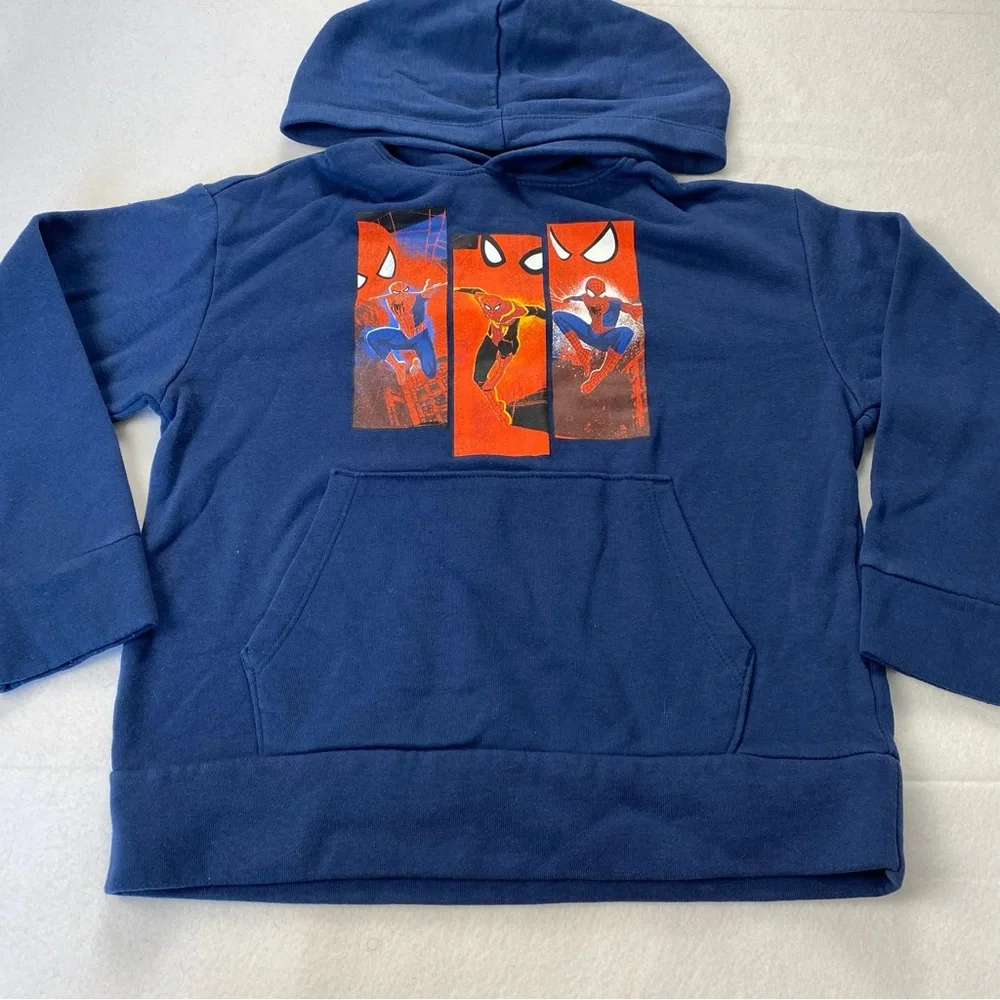 Old Navy Blue Spider Graphic Pullover Hoodie Boys Size 8